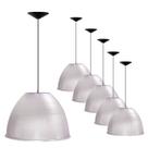 Kit 6 Luminárias Para Galpão Industrial 16 Pol 40cm Cristal Cabo 1,1M