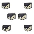 Kit 6 Luminárias Solar De Parede 100 Leds Sensor Presença