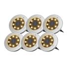 Kit 6 Luminárias Spot Solar Cromado ZON 3000K Automática para Decoração de Jardim em LED