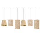 Kit 6 Lustre Rústico Fibra Natural Moderno Decoração Bancada Area Externa
