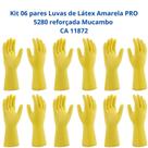 Kit 6 Luvas Segurança Látex Amarela PRO 5280 reforçada Mucambo Proteção Quimica Limpeza CA 11872 Kit 6 Luvas Segurança Látex Amarela PRO 5280 reforçada Mucambo Proteção Quimica Limpeza CA 11872