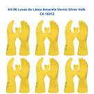 Kit 6 Luvas Segurança Látex Amarela Verniz Silver Limpeza Volk CA 16312