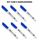 Kit 6 marcadores azul para quadro branco canetão lyke lousa