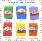 Kit 6 Massas De Biscuit Jl 90 Gramas Cores Quentes E Frias
