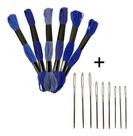 Kit 6 Meadas Para Bordado Ponto Cruz + 9 Agulhas De Bordar