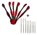 Kit 6 Meadas Para Bordado Ponto Cruz + 9 Agulhas De Bordar