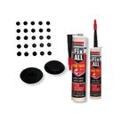 Kit 6 metros Piso Tátil Flex Elemento Alerta Pvc Preto e Cola Soudal Fix All 290ml