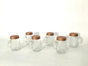 Kit 6 Mini Canecas Vidro Porta Temperos com Alça e Tampa Rosé 8x5cm 110ml