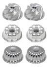 Kit 6 Mini Formas Bolo Vulcão Torta Suíça Decorada Com Furo