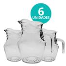 Kit 6 Mini Jarra De Vidro Lisa Transparente Com Alça Agua Suco Clássica 500mL