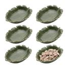 Kit 6 Mini Petisqueira Travessa Banana Leaf de Cerâmica para Servir Verde Lyor