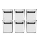 Kit 6 Mini Potes Herméticos Block Porta Temperos Transparente Condimentos Empilháveis 150ml Quadrado