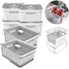 Kit 6 Organizadores 3,8 Litros De Geladeira Com Cesto De Drenagem E Tampa Com Abertura Armazenamento De Frutas E Verduras Vegetais