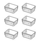 Kit 6 Organizadores Acrilico Multiuso de Gavetas Geladeira Modular Transparente Retangular Pequeno