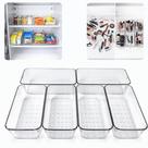 Kit 6 Organizadores Acrílico Transparente Multiuso Gaveta Maquiagem Banheiro Geladeira