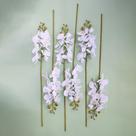 Kit 6 Orquídeas Artificiais Brancas Aveludadas com 7 flores