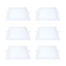 Kit 6 Painel LED Embutir Quadrado Luz Quente 3000K 12W 17cm