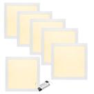 Kit 6 Painel Plafon 24w Led Embutir Quadrado Branco Quente 3500k Bivolt 110/220v