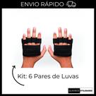 Kit: 6 Pares de Luvas Caleira De Academia Para Musculação Treino exercício funcional Fitness Bike - Dedeira