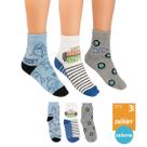 Kit 6 Pares de Meias Infantis Selene Derby Masculina Estampada Tamanhos 25 ao 28 e 29 ao 34