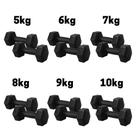 Kit 6 Pares Halter Cement Sextavado Bonafit 5kg À 10kg Preto Ahead