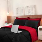 Kit 6 pças Jogo de Cama Afável Microfibra Casa Dona Original Preto e Vermelho Kit 6 pças Jogo de Cama Afável Microfibra Casa Dona Original Preto e Vermelho