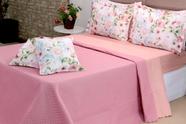 Kit 6 Pçs Cobre Leito Colcha e Lençol Casal Queen Provence Variação: Buquê Rosa