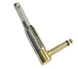 KIT 6 PÇS - PLUG P10 MONO 90º GRAUS COM MOLA - PONTA GOLD