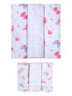 Kit 6 Peças 3 Cueiros Bebê Estampado 50Cm X 80Cm e 3 Pano Boca 100% Algodão Menina Kit 6 Peças 3 Cueiros Bebê Estampado 50Cm X 80Cm e 3 Pano Boca 100% Algodão Menina