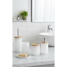 Kit 6 Peças Banheiro Bambu Branco Elegante Luxo