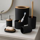 Kit 6 Peças Banheiro Lavabo Acessórios Luxo Vintage Bambu Preto Kit 6 Peças Banheiro Lavabo Acessórios Luxo Vintage Bambu Preto