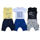 Kit 6 Peças Body Bebê Shorts Dinossauro Saída Maternidade