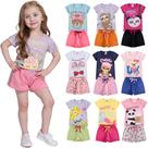 Kit 6 Peças de Roupas Infantil Menina 3 Camisetas 3 Bermudas Kit com 3 Conjuntos de Roupa Infantil Menina Verão Feminino infantil