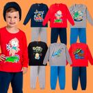 Kit 6 Peças - Infantil Meia Estação Conjunto Menino 3 Blusas De Frio + 3 Calças Moletom Kit 6 Peças - Infantil Meia Estação Conjunto Menino 3 Blusas De Frio + 3 Calças Moletom