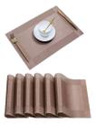 Kit 6 Peças Jogo Americano Mesa Jantar Pvc Limpa Fácil - Marrom Claro