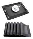 Kit 6 Peças Jogo Americano Mesa Jantar Pvc Limpa Fácil - Preto Kit 6 Peças Jogo Americano Mesa Jantar Pvc Limpa Fácil - Preto