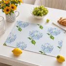 Kit 6 Peças Jogo de Mesa Americano Sousplat de PVC para Mesa Posta Floral Flores Hortênsias Delicado