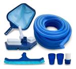 Kit 6 peças Limpeza Completa Piscina Mangueira Corrugada 5M peneira, Escovas Aspirador e Conectores Kit 6 peças Limpeza Completa Piscina Mangueira Corrugada 5M peneira, Escovas Aspirador e Conectores