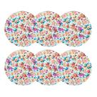 Kit 6 peças Mesa Posta Capa Americano Redondo Floral Bege