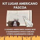 Kit 6 Peças Mesa Posta Lugar americano+porta+guardanapo - Xadrez bege