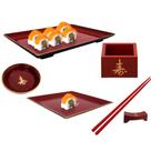 Kit 6 Pecas para Comida Japonesa Pratos Copo Molheira Hashi Hashioki Nihon Shikko