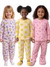 Kit 6 Peças Pijama Infantil Estampado Masculino Feminino Inverno Roupa Dormir 3 Manga Longa 3 Calças