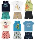 Kit 6 Peças Roupa Infantil Masculina 3 Camisas + 3 Bermuda