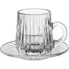 KIT 6 PEÇAS XICARA DE CAFE COM PIRES HOME&CO LAPIDADO VIDRO 110ml 9x12x12cm TRANSPARENTE