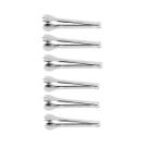 Kit 6 Pegadores Pinça Inox para Servir e Manusear Salada Alimentos Ideal para Almoço Jantar Cabo Longo