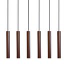 Kit 6 Pendente Luminária Tubo Marrom 30 Cm
