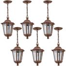 Kit 6 Pendentes de Teto Luminárias Vintage Colonial 18x58cm Marrom Iluminação Decoração Kit 6 Pendentes de Teto Luminárias Vintage Colonial 18x58cm Marrom Iluminação Decoração