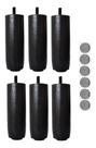 Kit 6 Pés 12cm C/ Feltro Tdc Preto Cama Box Ou Baú Solteiro