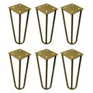 Kit 6 Pés de Metal 15 CM Hairpin Legs Mesas de Centro Puffs Dourado G41