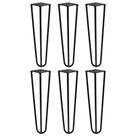 Kit 6 Pés de Metal 25 CM Hairpin Legs Mesas de Centro Puffs Preto G41